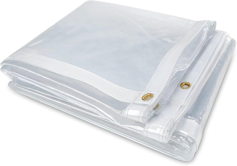 Likeem 6 x 20FT Outdoor Clear Tarp Curtain Waterproof Wind-Proof 24 Mil Transparent Vinyl Tarp for Patio Pergola Garden Canopy Rainproof Anti-Tear PVC Thick Cover with Grommets - Image 1